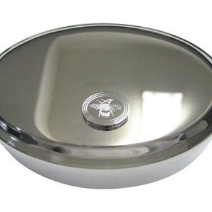 Etched Oval Bumble Bee Oval Trinket Jewelry Box
